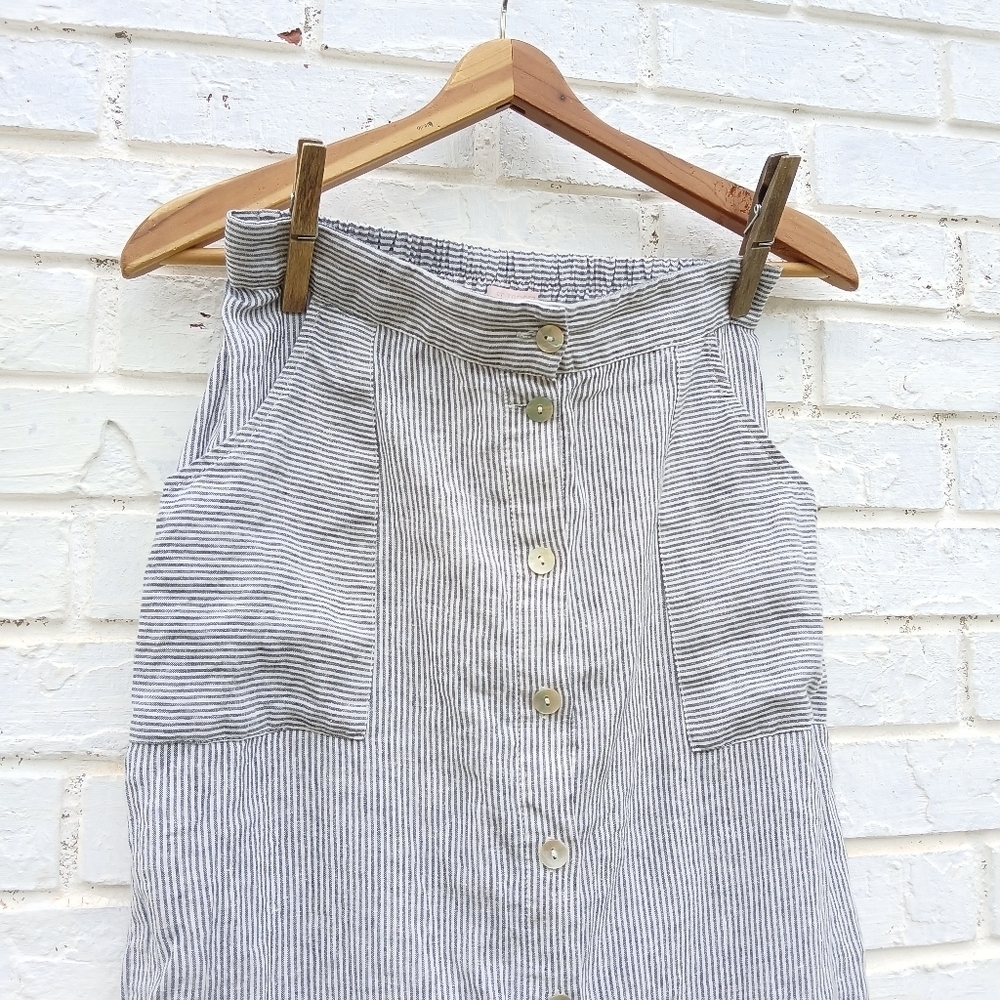 St. Tropez Linen Stripe Skirt Size Small - Picture 3 of 7